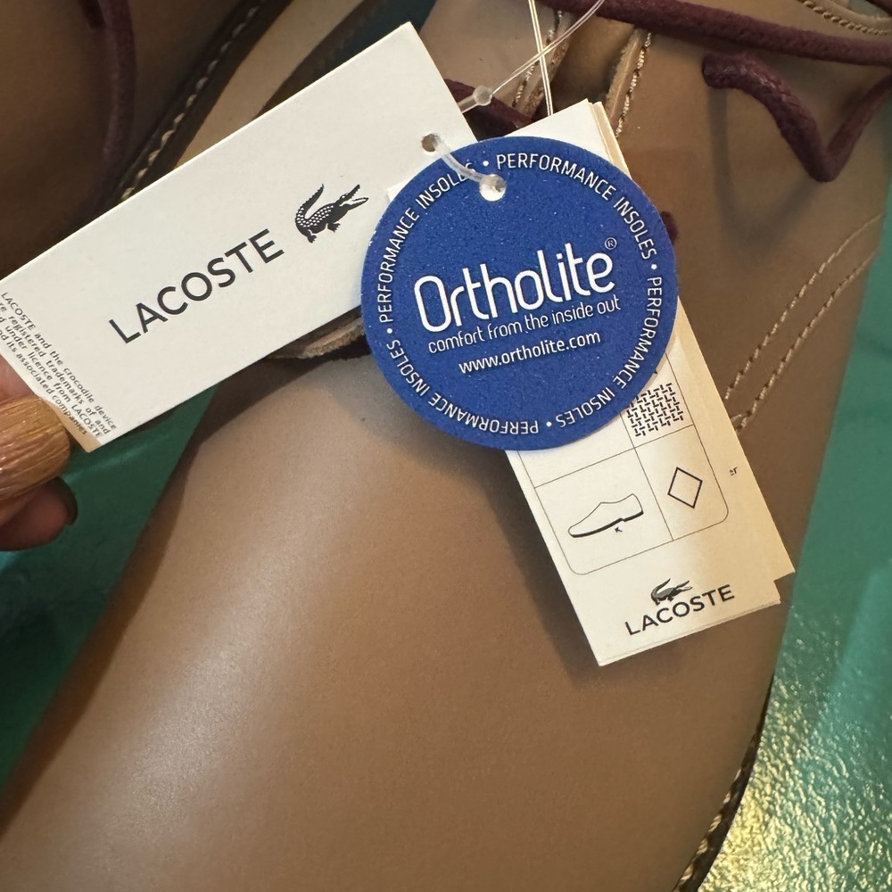 Lacoste Men’s Dress‎ Shoes - Tan Leather, Ortholite Insoles, New with Tags